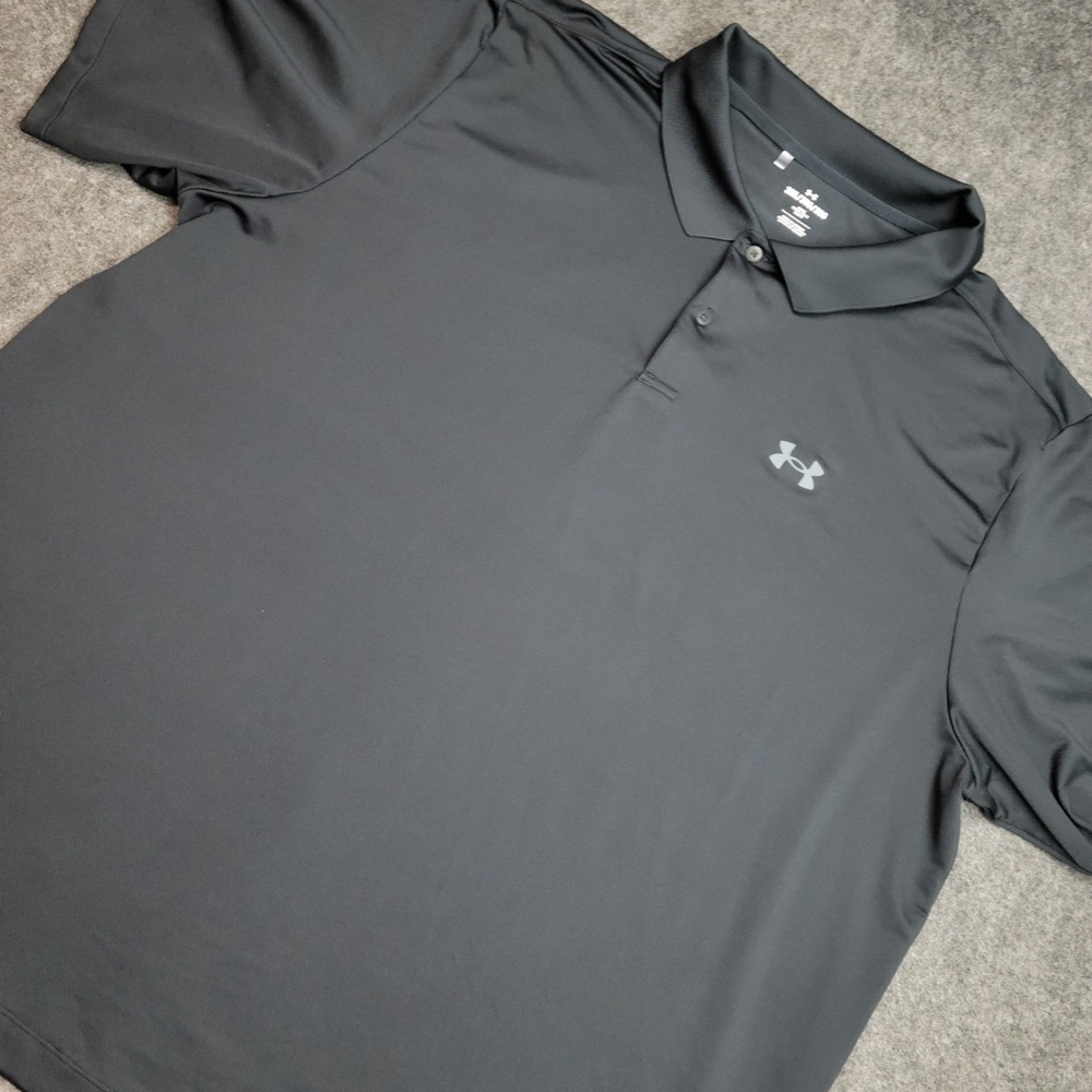 Under Armour Polo Mens 3XL Black Loose Fit Golf Polo Collared Athletic Popover
